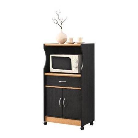 MADE-TO-ORDER 45.4 x 15.5 x 23.6 in. Microwave Kitchen Cart, Black & Beech MA2584706